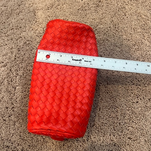 NWT new Anthropologie woven shoulder bag red faux leather zipper purse - Picture 7 of 14